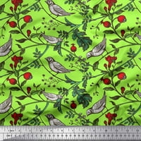 Soimoi сатен копринен плат птица и листа птица печат за шиене на тъкани двор