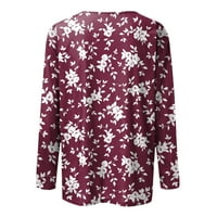 Fragarn тениска с дълъг ръкав блуза просвет печат пуловер дамски блузи кръгли шия ежедневни тениски с дълъг ръкав туника горещо розово xxxl
